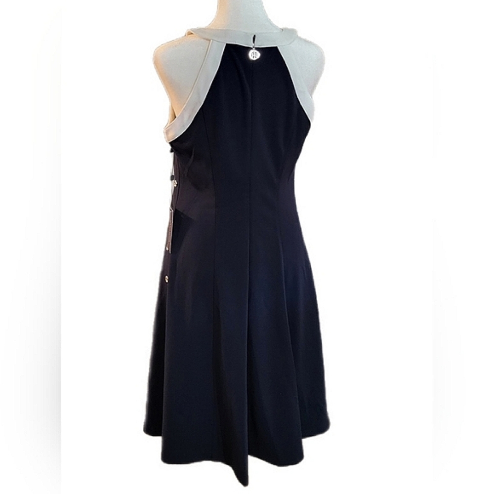NWT Tommy Hilfiger white trimmed navy halter dress, button accent sides Sz 6 NEW - Picture 9 of 15